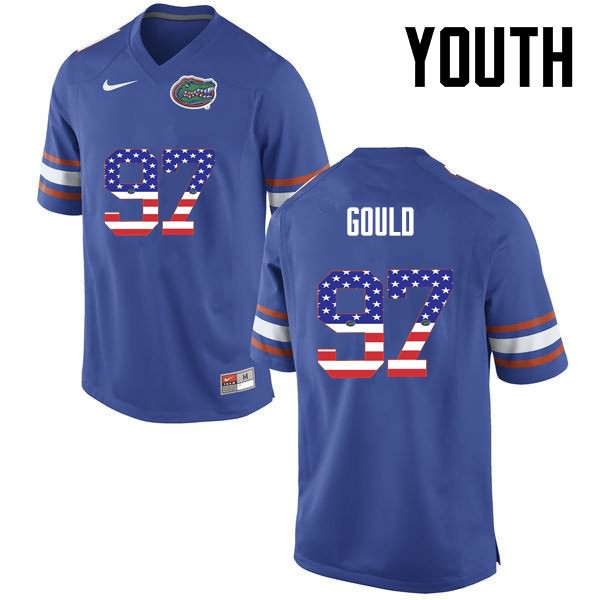 NCAA Florida Gators Jon Gould Youth #97 USA Flag Fashion Nike Blue Stitched Authentic College Football Jersey NLK6564LM